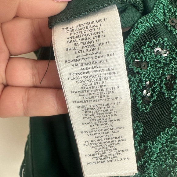 NWT Adrianna Papell Forest Green Embroidered Lace Ruffle Sleeve Dress Size 4 - Picture 8 of 9